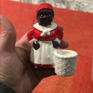 Vintage Toothpick Holder Black Americana Ceramic Figurine